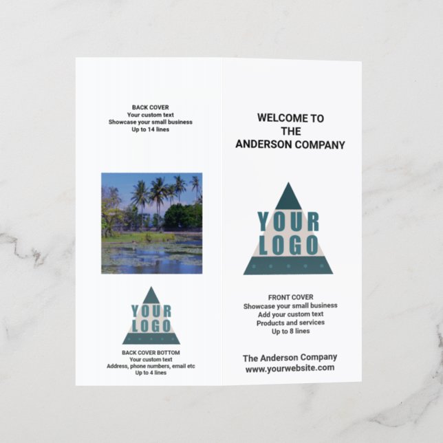 Business Logo 5 Photo Promotional Small Bi-Fold Brochure (Outside)