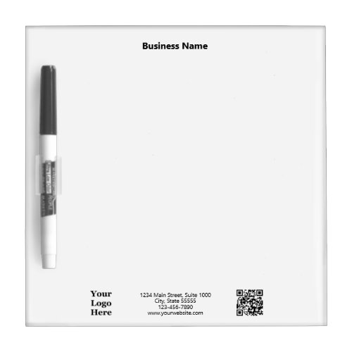 Business Logo Address Phone Website QR Code Dry Erase Board