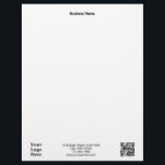 Business Logo Address Phone Website QR Code Letterhead<br><div class="desc">This business letterhead has a placeholder image in the bottom left corner. You can replace the image with your business logo. A QR code image is in the bottom right corner. Please enter your website URL before ordering so that the QR code will work correctly. A line of bold text...</div>