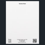 Business Logo Address Phone Website QR Code Letterhead<br><div class="desc">This business letterhead has a placeholder image in the bottom left corner. You can replace the image with your business logo. A QR code image is in the bottom right corner. Please enter your website URL before ordering so that the QR code will work correctly. A line of bold text...</div>