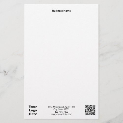 Business Logo Address Phone Website QR Code Stationery