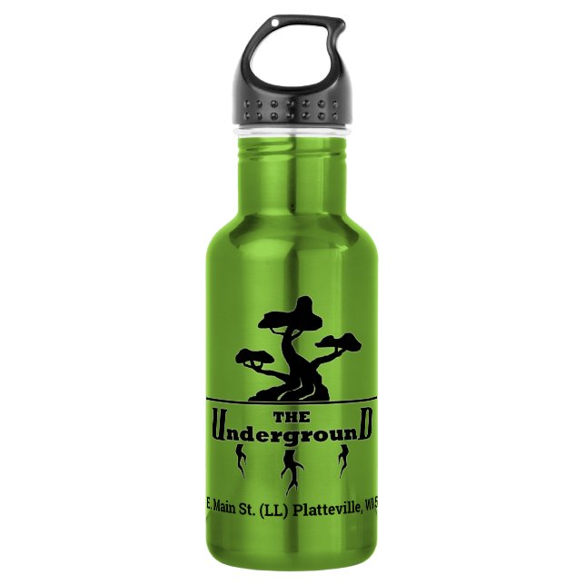 Business Logo and Address Lime Green Stainless Steel Water Bottle (Front)