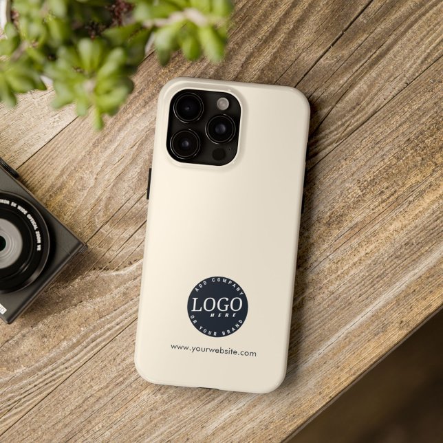 Business Logo and Company Website Staff Employees Case-Mate iPhone Case (Business Logo Beige iPhone 15 Pro Max Case)