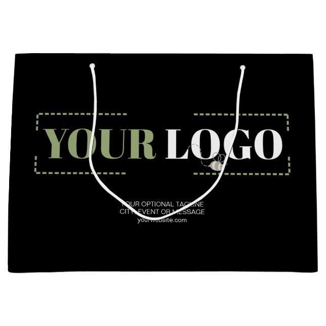 Business Logo and Optional Custom Text Promotional Large Gift Bag (Front)