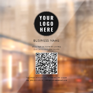 Business Logo and QR Code Custom Window Cling