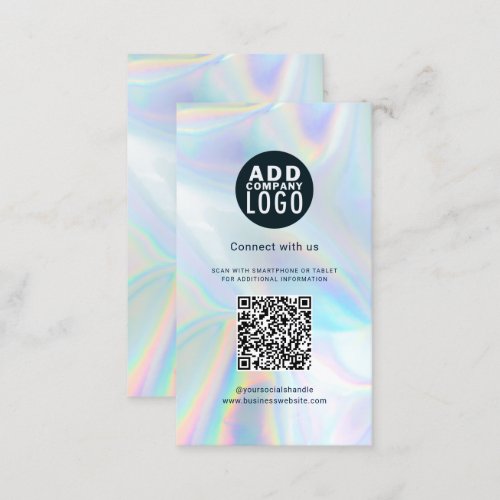 Business Logo and QR Code DIY Coworker Holographic Business Card