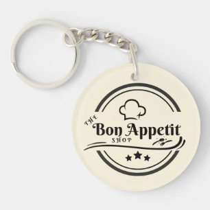 Business Logo and QR Code Double-Sided Keychain