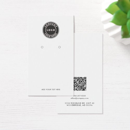 Business Logo and QR Code Earring Display Card