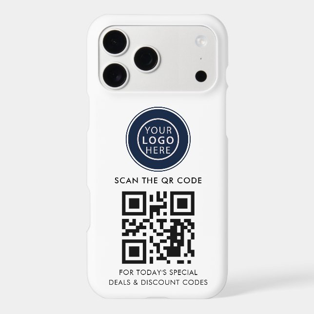 Business Logo and QR Code Minimalist iPhone Case (Back)