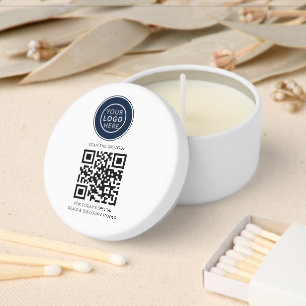 Business Logo and QR Code Minimalist Promotional Mini Candle Favors