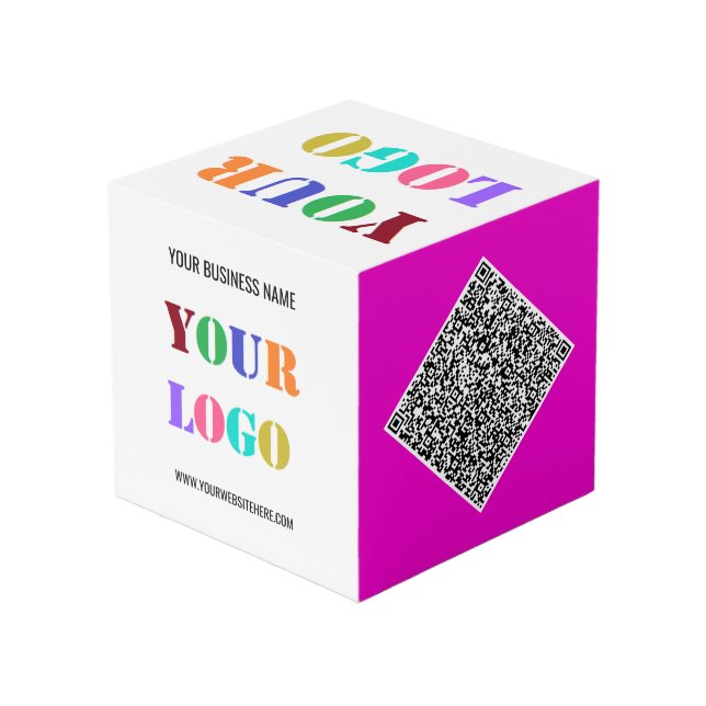 Business Logo and QR Code Promotional Cube Example (Back Angled)
