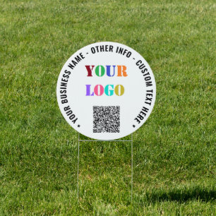Business Logo and QR Code Promotional Sign Example