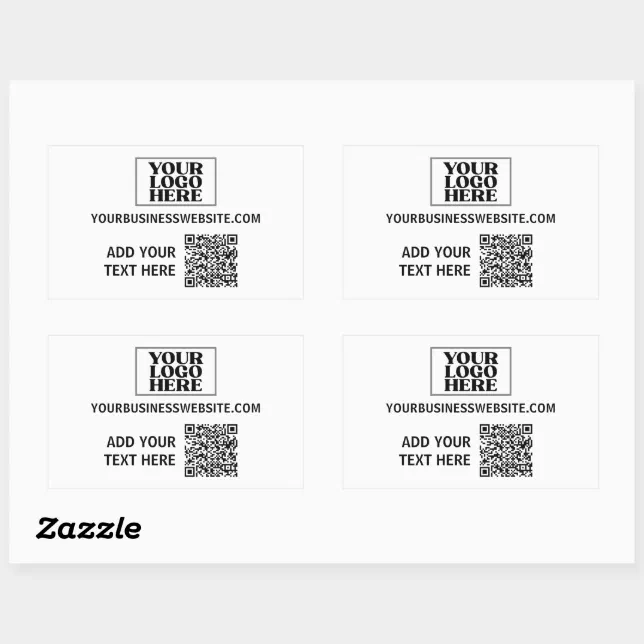 Business Logo and QR Code Rectangular Sticker | Zazzle