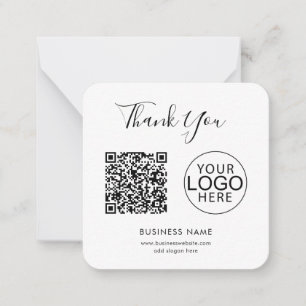 Business Logo and QR Code Thank You Note Card