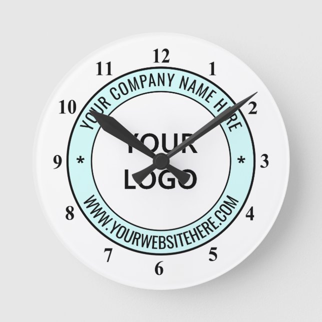 Business Logo and Text Branded Clock Example (Front)