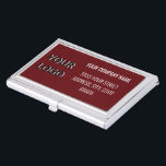 Business Logo and Text Company Business Card Case<br><div class="desc">Custom Logo and Text Promotional Business Personalized Business Card Cases / Gift - Add Your Logo / Image and Text / Information - Resize and move or remove and add elements / image with Customization tool. Choose / add your favorite background and text colors / font / size ! Good...</div>