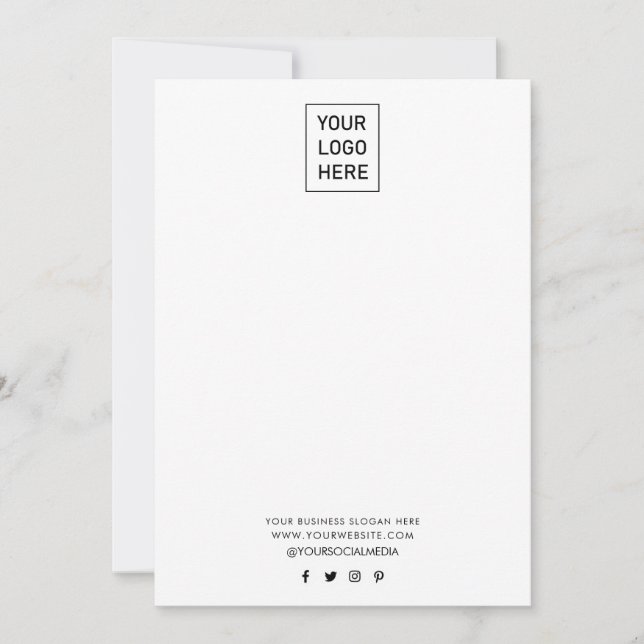 Business Logo and Text Company Elegant Minimalist Note Card (Front)