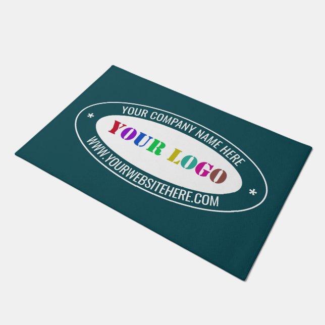 Business Logo and Text Office Doormat Example (Angled)