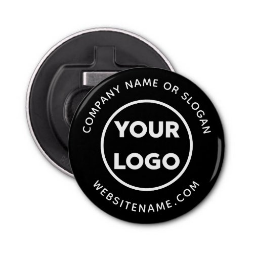 Business Logo and Text on Black Corporate Swag Bottle Opener