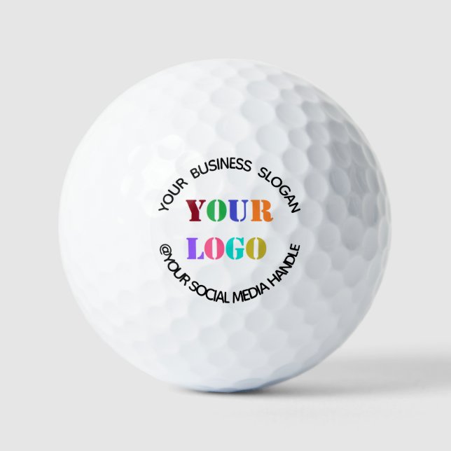Business Logo and Text Stamps Golf Balls Example (Front)
