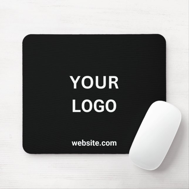 Business Logo and Website Black Mouse Pad (With Mouse)