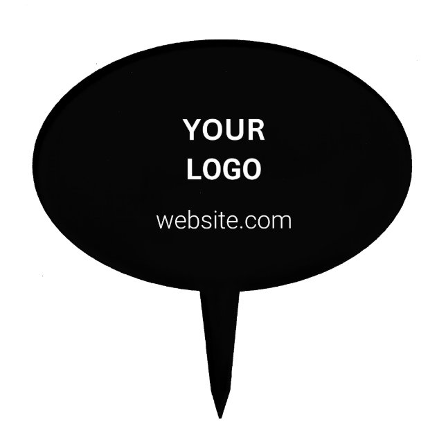 Business Logo and Website Black Template Cake Topper (Front)