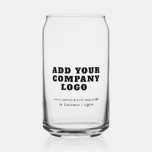 Business Logo and Website Company Promotional Can Glass