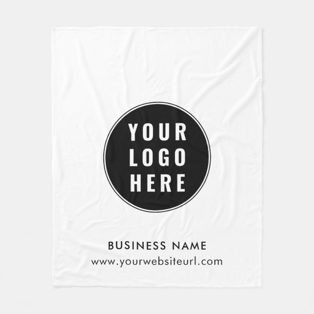 Business Logo and Website Company Promotional Fleece Blanket (Front)