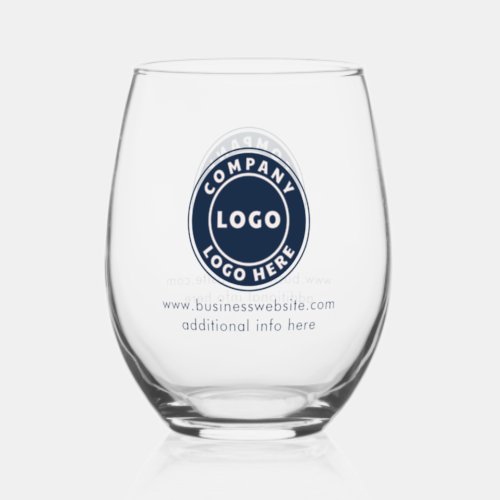 Business Logo and Website Corporate Promotional Stemless Wine Glass