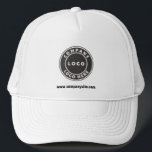 Business Logo and Website Custom Company Employee Trucker Hat<br><div class="desc">Add your company logo and brand identity to this trucker hat as well as your website address or slogan by clicking the "Personalize" button above. These brand-able trucker hats can advertise your business as employees wear them and double as a corporate swag. Available in other colors and sizes. No minimum...</div>