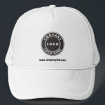 Business Logo and Website Custom Company Employee Trucker Hat<br><div class="desc">Add your company logo and brand identity to this trucker hat as well as your website address or slogan by clicking the "Personalize" button above. These brand-able trucker hats can advertise your business as employees wear them and double as a corporate swag. Available in other colors and sizes. No minimum...</div>
