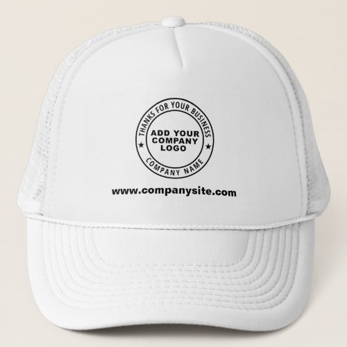 Business Logo and Website Custom Company Employees Trucker Hat