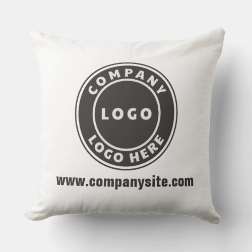 Business Logo and Website Custom Company Throw Pillow