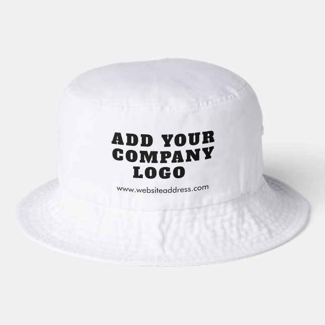 Business Logo and Website Employees Custom Bucket Hat (Front)