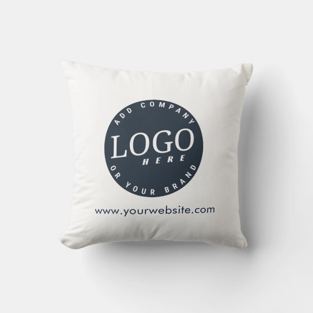 Business Logo and Website Minimalist Throw Pillow (Front)