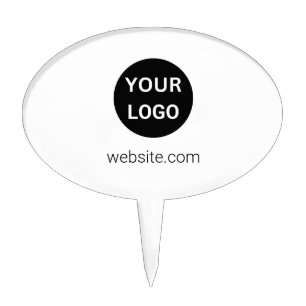 Business Logo and Website White Template Cake Topper