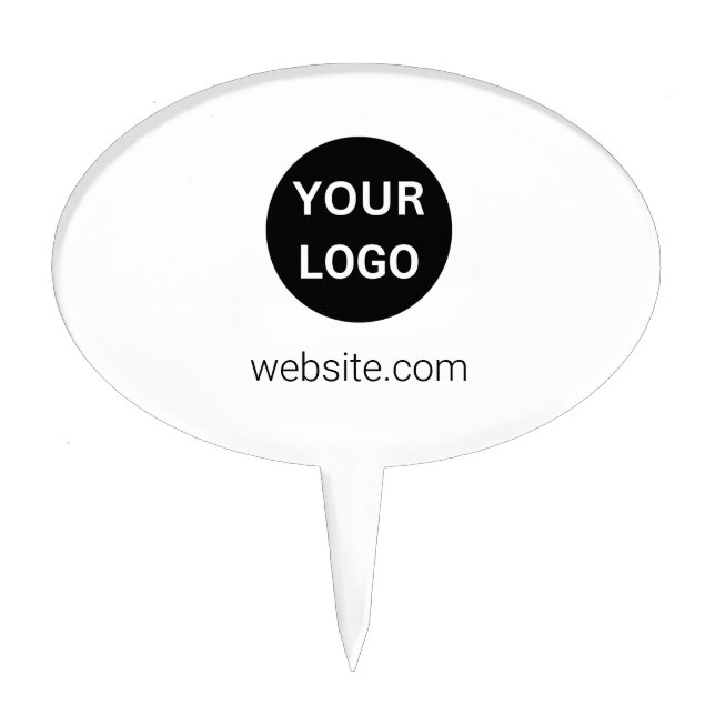 Business Logo and Website White Template Cake Topper (Front)