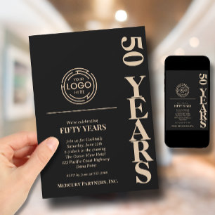 Business Logo Anniversary Black Invitation