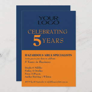 Business Logo Anniversary Navy Invitation