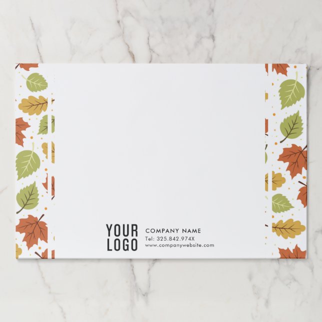 Business Logo Autumn Fall Leaves Pattern Paper Pad (Front)