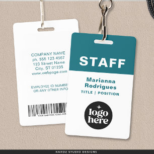 Business Logo Barcode Custom Employee Staff Tag Badge