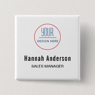 Business Logo Basic Employee Staff Name Badge Button