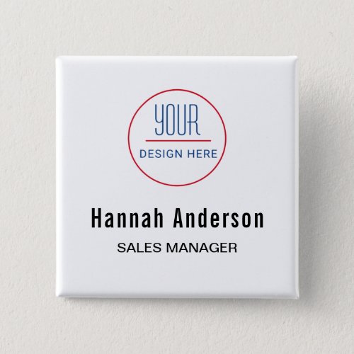 Business Logo Basic Employee Staff Name Badge Button