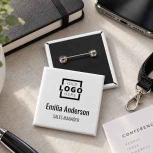 Business Logo Basic Employee Staff Name Badge Button
