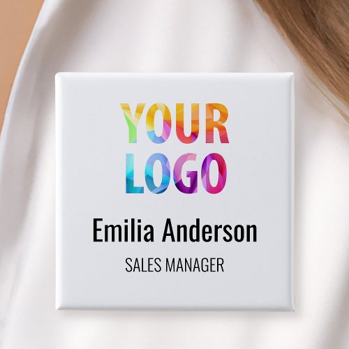 Business Logo Basic Employee Staff Name Badge Button
