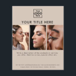Business Logo Beige Beauty Salon 3 Photos  Flyer<br><div class="desc">A minimalist beige simple business flyer that allows you to customize your business logo,  business title,  business description,  business contact details and 3 photos. A perfect business flyer template for all types of businesses. Customize this professional beauty salon business flyer and make it your own!</div>
