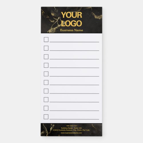 Business Logo Black and Gold Marble Checklist  Magnetic Notepad
