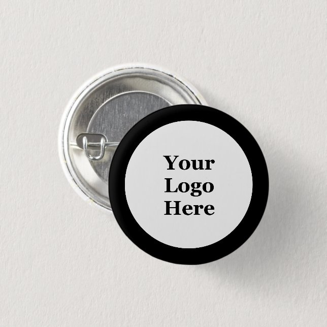 Business Logo Black and White Border Branded Button (Front & Back)