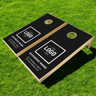 Business Logo Black and White Company Marketing Cornhole Set