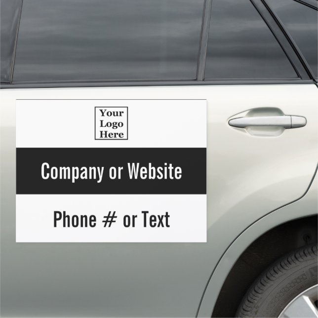 Business Logo Black and White Company Name Phone Car Magnet (In Situ)